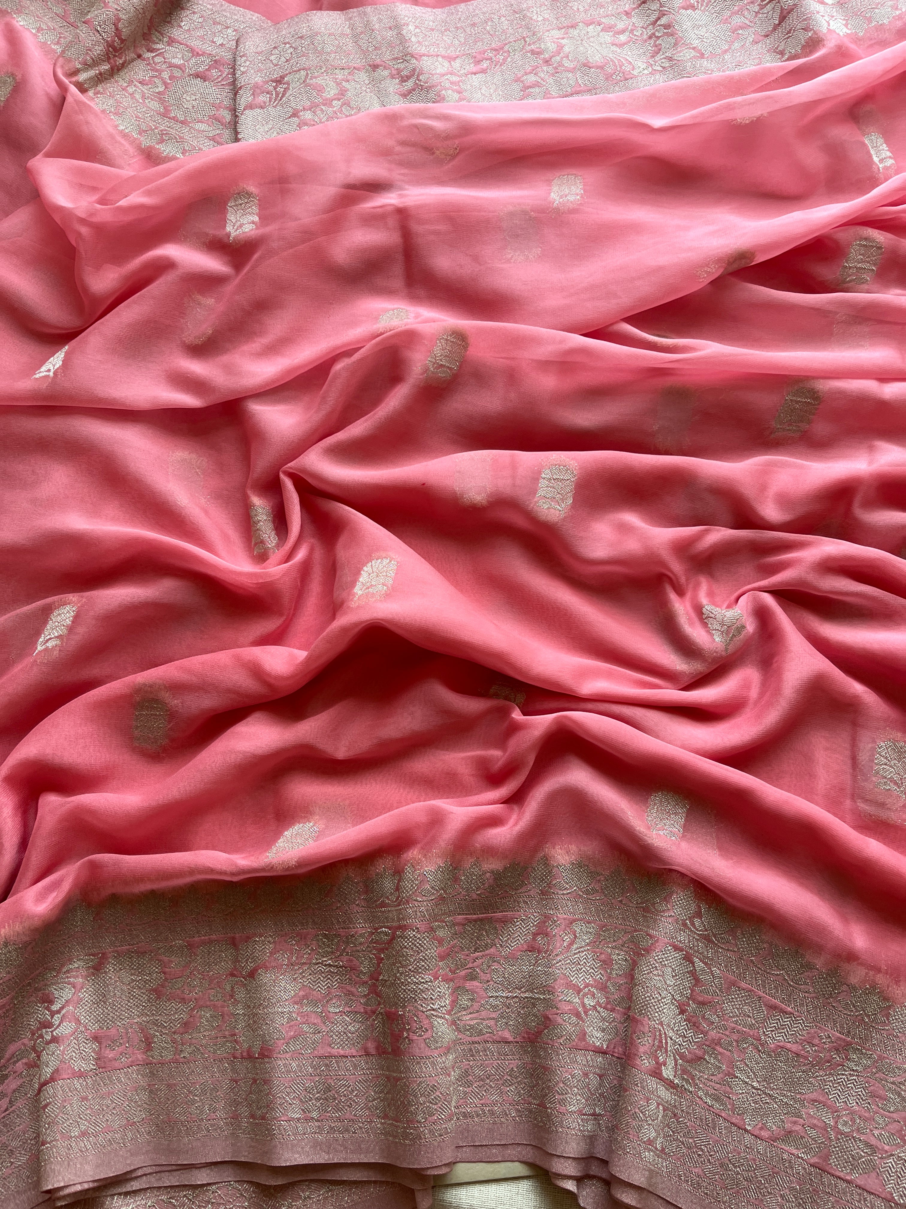Peach Chiffon Saree
